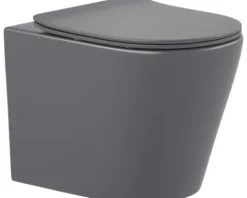Wand-WC Set Nakia Tiefspüler ohne Spülrand kurz dunkelgrau matt mit WC-Sitz 1281410