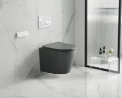 Wand-WC Set Nakia Tiefspüler ohne Spülrand kurz dunkelgrau matt mit WC-Sitz 1281410