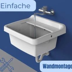 Waschbecken Ausgussbecken Kunststoff Keller Waschbecken Werkstatt Handwaschbecken Garage Ausgusswaschbecken Spülbecken Waschküche Waschtrog Garten Ausgussbecken Set