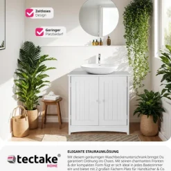 Waschbeckenunterschrank tectake Jasper 2 geräumige Fächer 62 x 30 x 60 cm