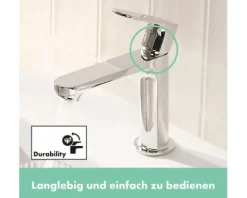 Waschtischarmatur hansgrohe Rebris S 72588000 chrom mit CoolStart EcoSmart und Zugstangen-Ablaufgarnitur