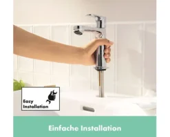 Waschtischarmatur hansgrohe Rebris S 72588000 chrom mit CoolStart EcoSmart und Zugstangen-Ablaufgarnitur