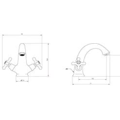 Waschtisch-, Bidet-und Wannenarmatur mit Kreuzgriff | Narciso