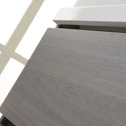 Waschtisch mit Unterschrank und Spiegel mit LED-Leuchte, in Holzoptik Dunkelgrau | Manhattan
