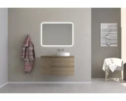 Waschtischplatte Baden Haus Vague 104 x 51 cm Holz Tabak-Eiche ohne Ausschnitt rechts