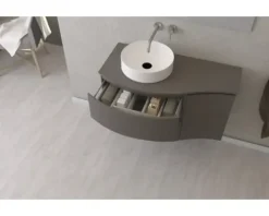 Waschtischplatte Baden Haus Vague 104 x 51 cm Uni Talpagrau ohne Ausschnitt links