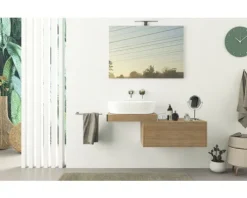 Waschtischplatte Baden Haus 60 x 43 cm Tabacco Holz Ohne Ausschnitt