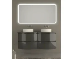 Waschtischplatte Baden Haus Vague 138 x 51 cm Uni Talpagrau ohne Ausschnitt für 2 Waschtische