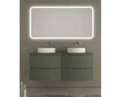 Waschtischplatte Baden Haus Vague 138 x 51 cm Uni dunkelgrün ohne Ausschnitt für 2 Waschtische