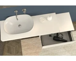 Waschtischplatte Baden Haus 120 x 43 cm Weiß Uni Ohne Ausschnitt