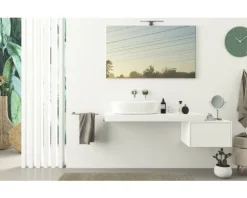 Waschtischplatte Baden Haus 120 x 43 cm Weiß Uni Ohne Ausschnitt