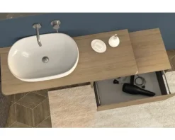 Waschtischplatte Baden Haus 90 x 43 cm Tabacco Holz Ohne Ausschnitt