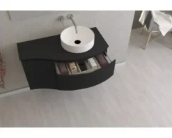 Waschtischplatte Baden Haus Vague 104 x 51 cm Uni schwarz matt ohne Ausschnitt rechts