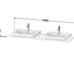Waschtischplatte DURAVIT Happy D.2 Plus 1600 x 550 mm Holz mit 2 Ausschnitte