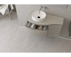 Waschtischplatte Baden Haus Vague 104 x 51 cm Holz Eiche grau ohne Ausschnitt links