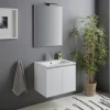 Waschtisch-Unterschrank 60 cm mit Waschbecken und Spiegel mit Lampe | Benaco