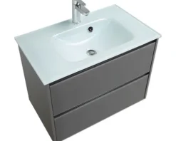 Waschtischunterschrank Pelipal xpressline 3261 grau mit Glasfront BxHxT 75 x 52,9 x 42 cm