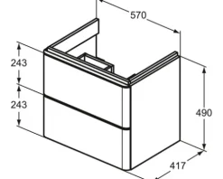 Waschtischunterschrank Ideal Standard Adapto BxHxT 57 x 49 cm x 41,7 cm Frontfarbe weiß glänzend glanz T4300WG