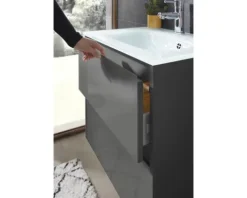 Waschtischunterschrank Pelipal xpressline 3261 grau mit Glasfront BxHxT 60 x 52,9 x 42 cm
