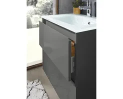 Waschtischunterschrank Pelipal xpressline 3261 grau mit Glasfront BxHxT 60 x 52,9 x 42 cm