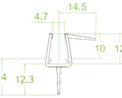 Wasserabweisprofil geeignet für 6-8mm glas Länge 2010 mm