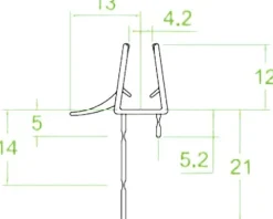 Wasserabweisprofil geeignet für 5-6mm Glas Länge 2010 mm
