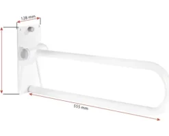 WC-Aufstehbügel klappbar kurz T: 555 mm weiß