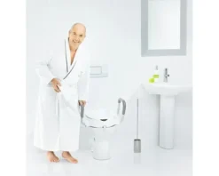 WC-Sitzerhöhung mit Deckel und Aufstehhilfe weiß