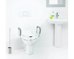WC-Sitzerhöhung mit Deckel und Aufstehhilfe weiß