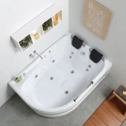 Weiße Whirlpool- Eckbadewanne für 2 Personen, Variante rechts | Aida