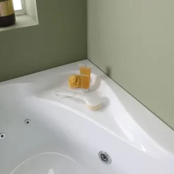Weiße Whirlpool- Eckbadewanne, linke Variante| Ambra