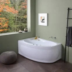 Weiße Whirlpool- Eckbadewanne, linke Variante| Ambra