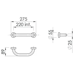 Weißer Sicherheitsgriff aus Edelstahl 20cm