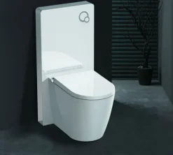 Weißglas Sanitärmodul für Stand-WC inkl. Betätigungsplatte