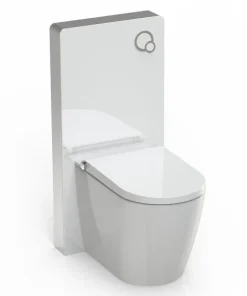 Weißglas Sanitärmodul für Stand-WC inkl. Betätigungsplatte