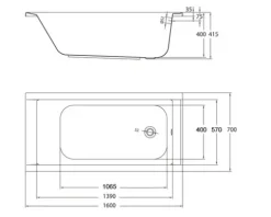 Whirlpool OTTOFOND Piazza 70 x 160 cm weiß glänzend 59940