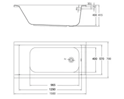 Whirlpool OTTOFOND Piazza 70 x 150 cm weiß glänzend 59930
