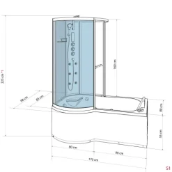Whirlpool Wanne Duschkabine ws K50-R00-WP 100x170