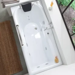 Whirlpool-Badewanne zum Einbau aus Sanitäracryl, Kopfstütze links | Diletta