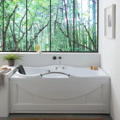Whirlpool-Badewanne zum Einbau aus Sanitäracryl, Kopfstütze links | Diletta