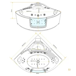 Whirlpool Badewanne Wanne W60H-TH-SC 140x140cm mit Tür