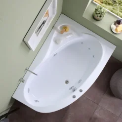 Whirlpool-Eckbadewanne in weißer Ausführung, rechte Variante | Ambra