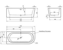 Whirlpool OTTOFOND Messina 78 x 178 cm rechte Ecke abgerundet weiß glänzend mit Schürze 72220
