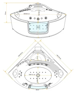 Whirlpool Pool Badewanne Wanne W60 140x140cm mit Tür