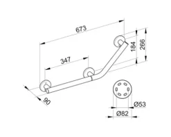 Winkel-Haltegriff KEUCO PLAN Care 135° 673/266 mm chrom glänzend 34907010401
