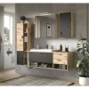 Xonox.home Badmöbelset Grado BxHxT 138 x 51 x 48 cm Frontfarbe eiche grau mit Waschtisch Mineralguss weiß