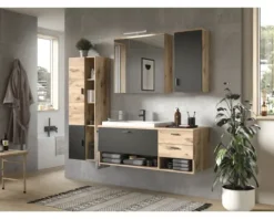 Xonox.home Hängeschrank Grado BxHxT 37 x 75 cm x 25 cm Frontfarbe grau / Korpus nox oak