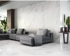 XXL Feinsteinzeug Wand- und Bodenfliese Eterna white 120 x 260 x 0,7 cm poliert